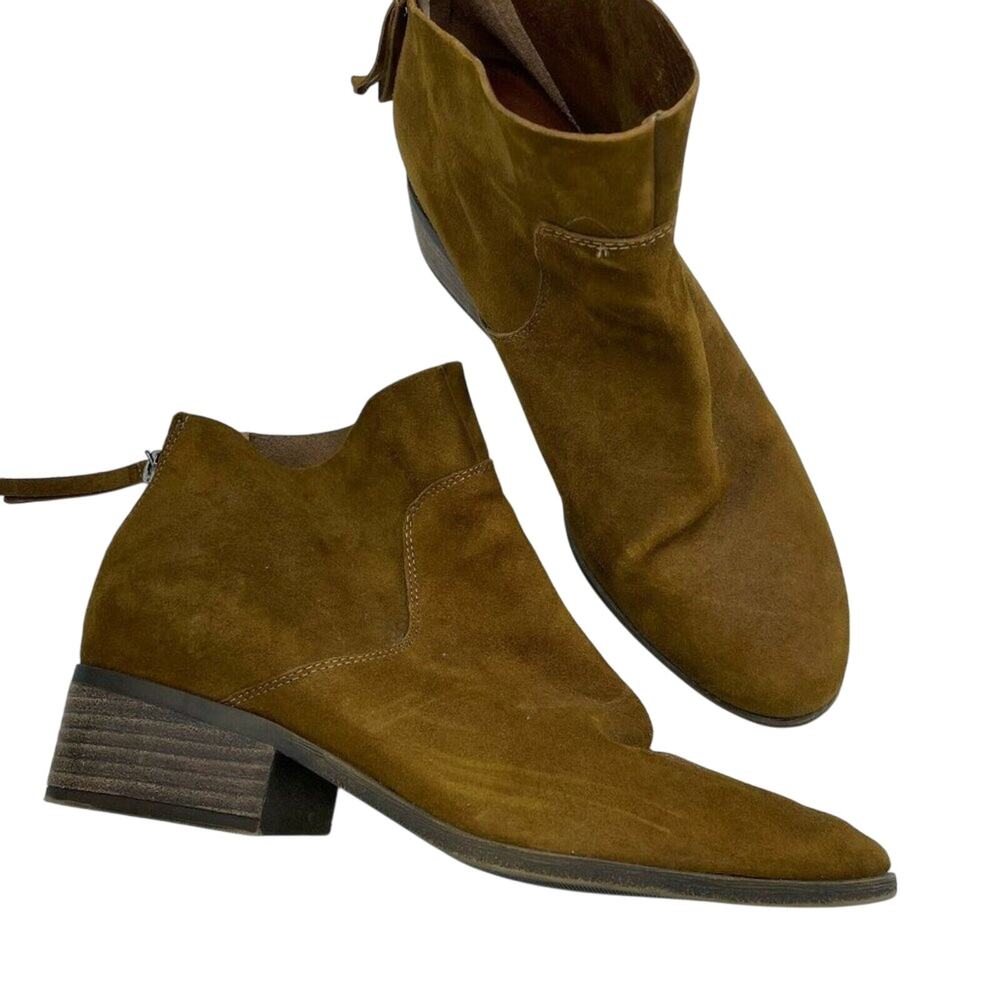 Lucky Brand Lahela Brown Suede Leather Ankle Boots Womens 8.5 Classic Booties